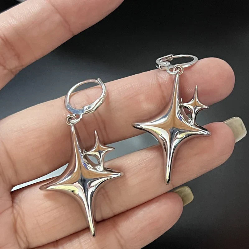 Double Star Hoop Earrings
