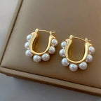 Elegant Hoop Earrings with Pearls