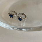 Blue Star Hoop Earrings