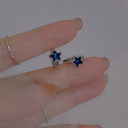 Blue Star Hoop Earrings