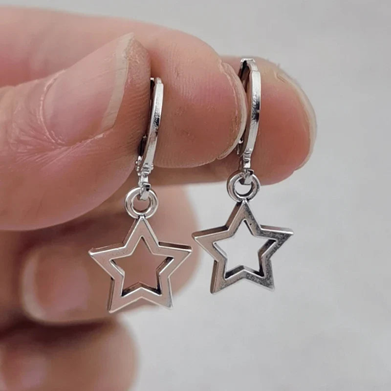 Star Hoop Earrings for Men or Women
