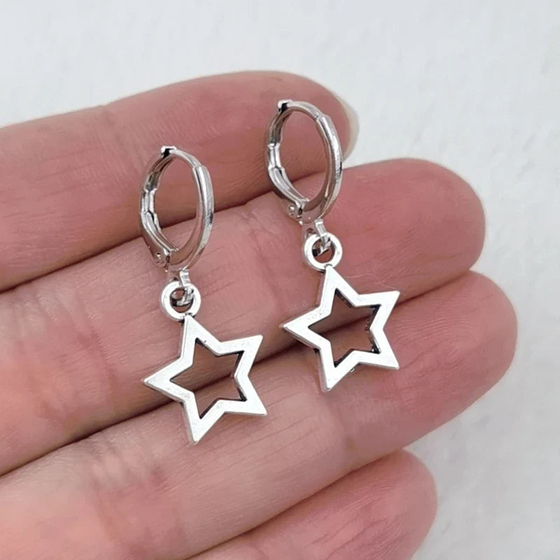 Star Hoop Earrings for Men or Women