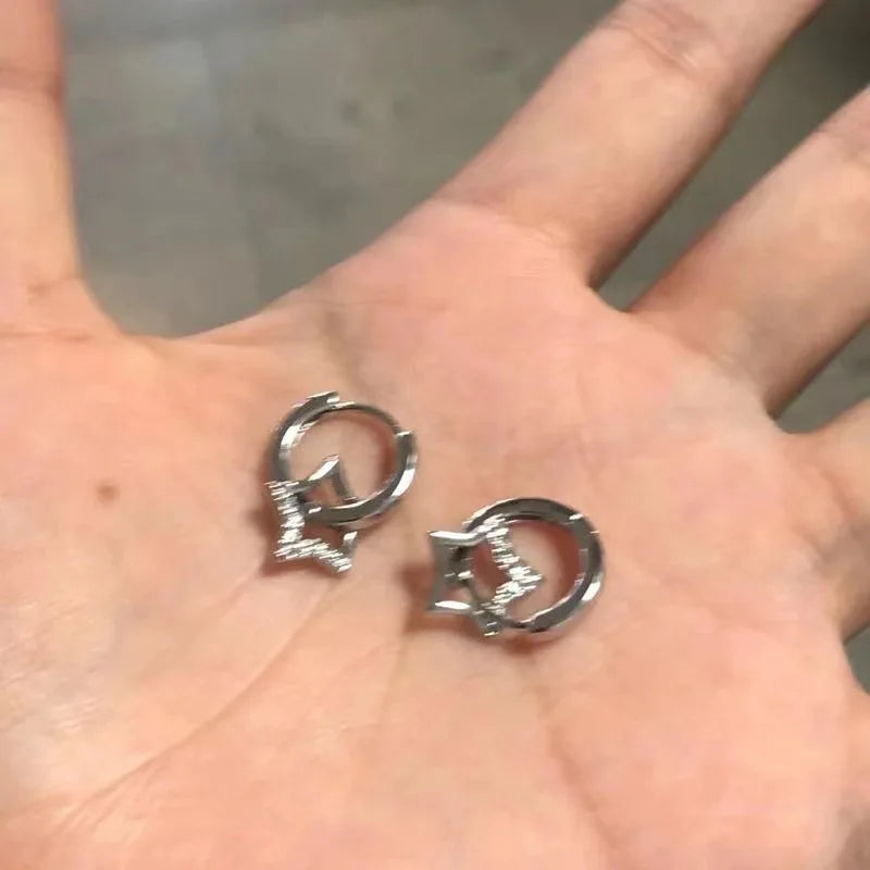 Boucles d'Oreilles Créoles Etoile Pentagonale