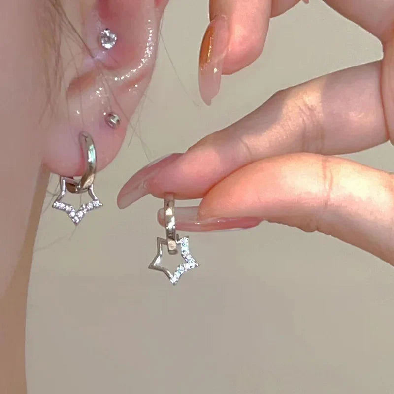 Pentagonal Star Hoop Earrings