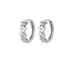 Star Hoop Earrings with Silver Zircon