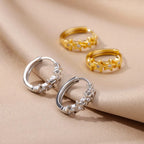 Star Hoop Earrings with Silver Zircon