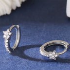 Silver Star Zircon Hoop Earrings