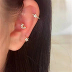 Silver Star Zircon Hoop Earrings