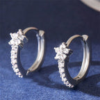 Silver Star Zircon Hoop Earrings