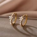 Gold Star Zircon Hoop Earrings