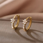 Gold Star Zircon Hoop Earrings
