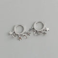 Boucles d'Oreilles Créoles Etoiles et Lunes pendantes argent