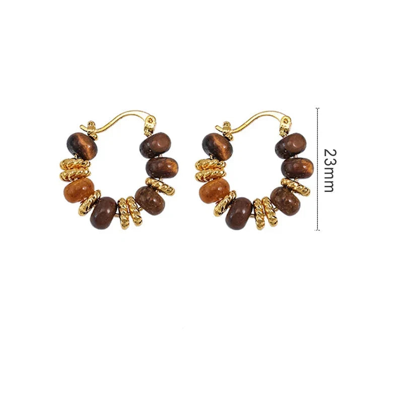Women's Tiger Eye Hoop Earrings