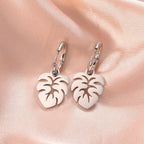 Silver Palm Leaf Hoop Earrings