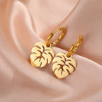 Palm Leaf Hoop Earrings