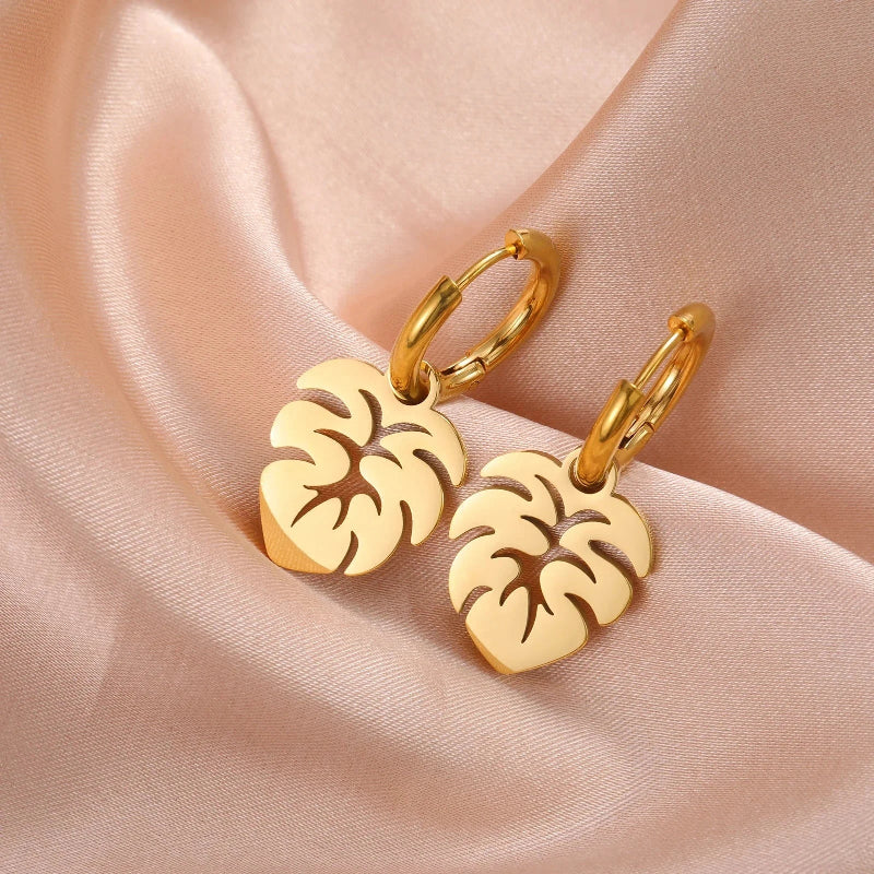 Palm Leaf Hoop Earrings