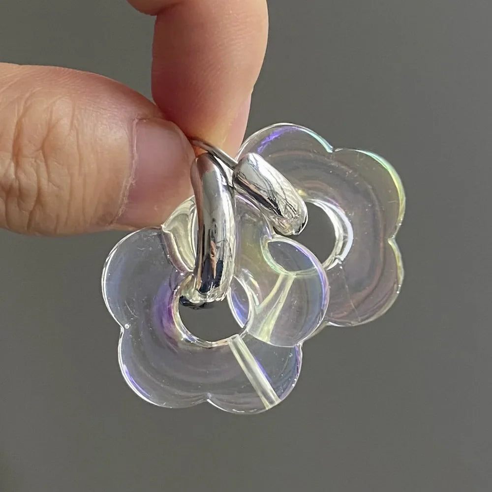 Flower Resin Hoop Earrings