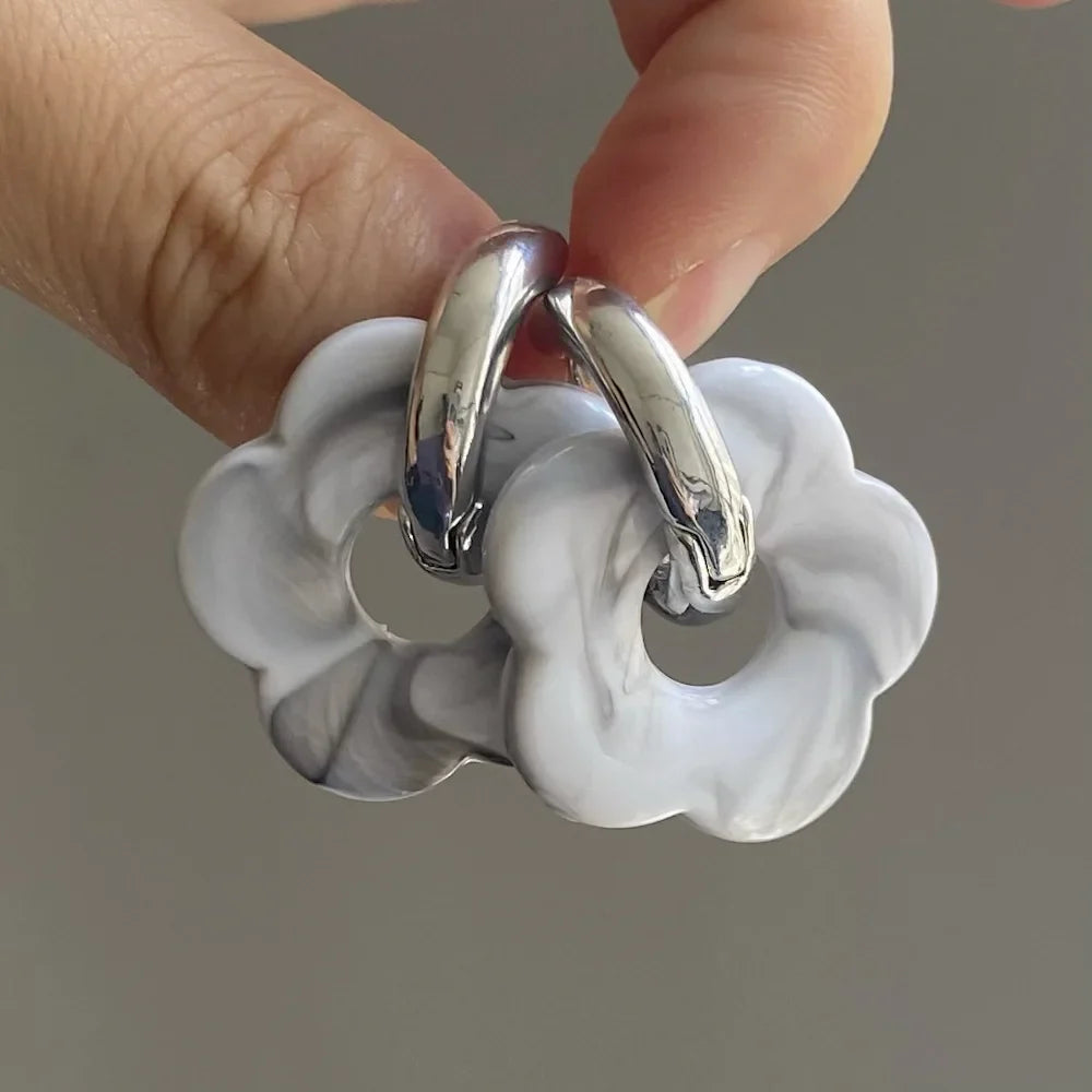 Flower Resin Hoop Earrings