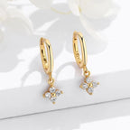 Gold Flower Zircon Hoop Earrings