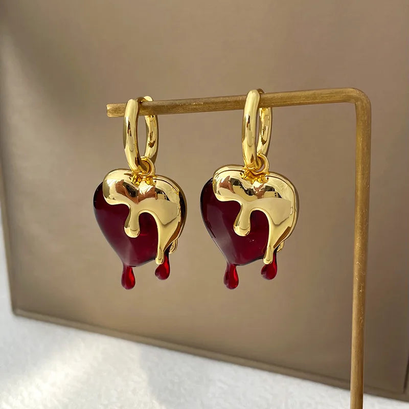 Melting Heart Gold Hoop Earrings