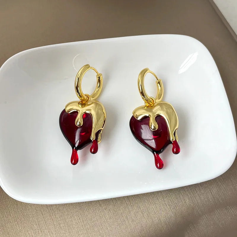 Melting Heart Gold Hoop Earrings