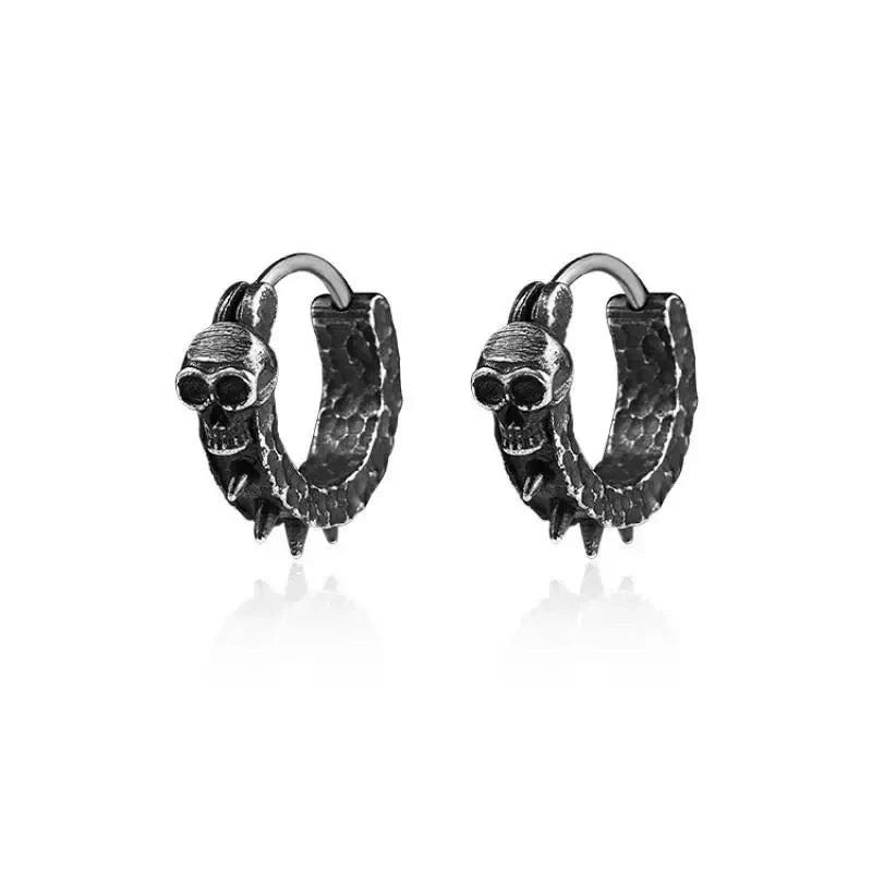 Gothic Skull Hoop Earrings