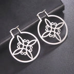 Wiccan Woman Protection Witch's Knot Hoop Earrings Silver