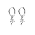 Palm Tree Hoop Earrings with Silver Zircon