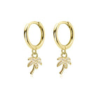 Palm Tree Hoop Earrings with Gold Zircon
