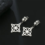 Dangling Hoop Earrings Witch's Knot Protection Wiccan Woman silver