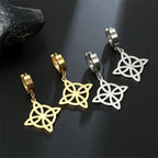Dangling Hoop Earrings Witch's Knot Protection Wiccan Woman gold