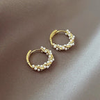 Gold Pearl Hoop Earrings for Women