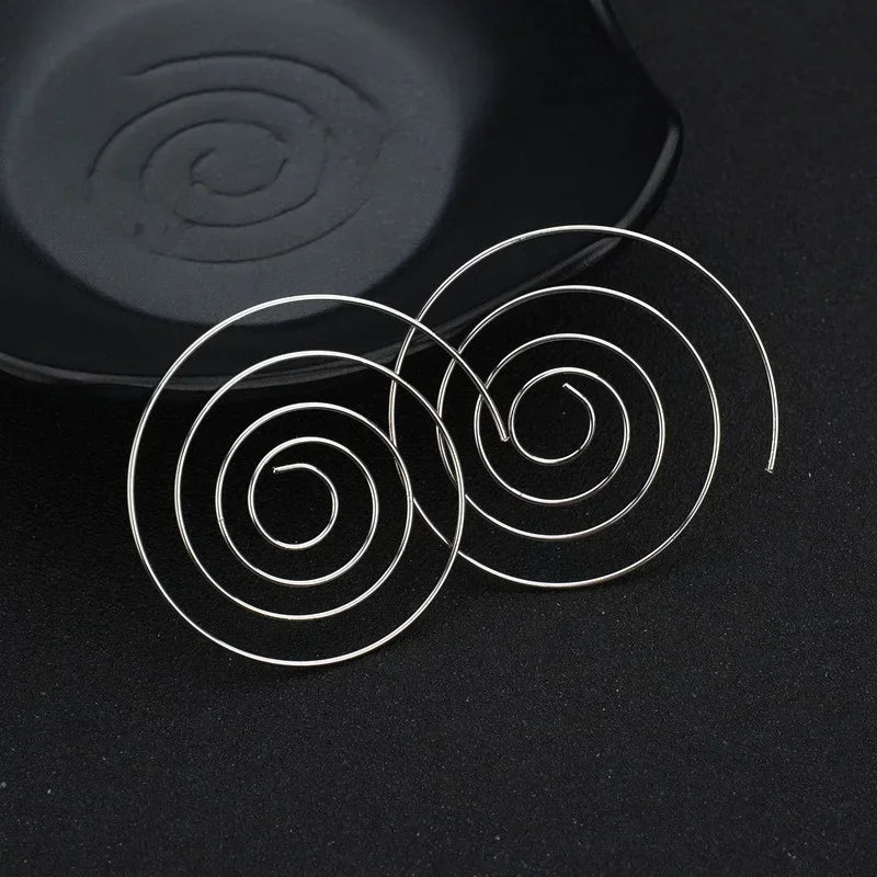 Women's Silver Spiral Hoop Earrings