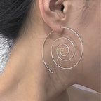Women's Silver Spiral Hoop Earrings