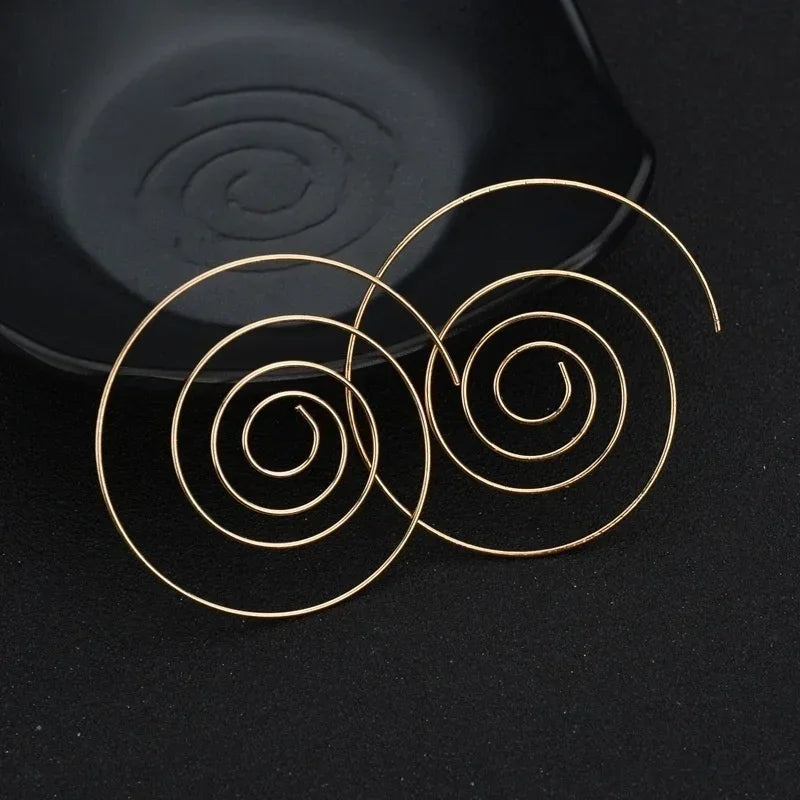 Women's Gold Spiral Hoop Earrings