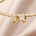Four-Leaf Clover Hoop Earrings in Zircon