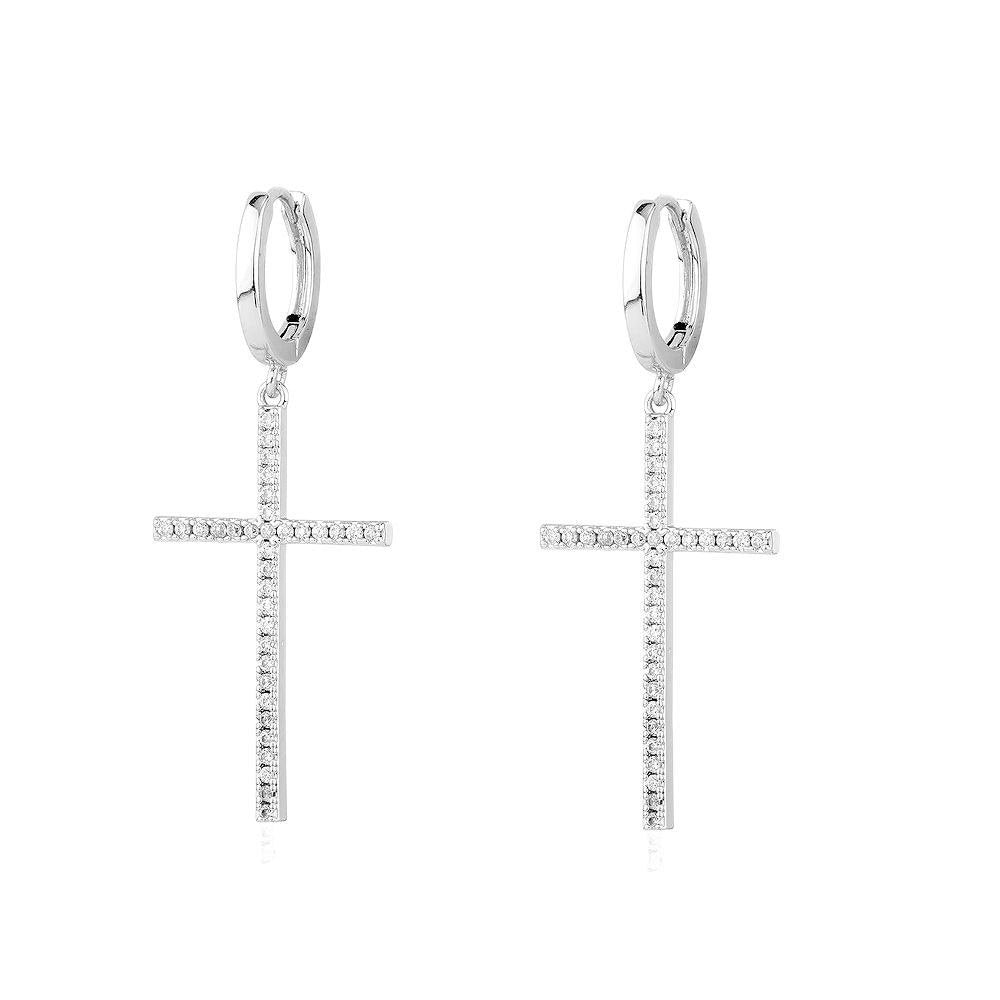 Boucles D'Oreilles Croix Zircon Créole