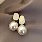 Retro Style Earrings with Beige White Pearls