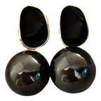 Retro Style Earrings with Black White Pearls