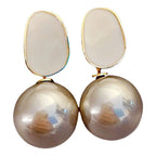 Retro Style Earrings with Beige White Pearls