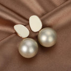 Retro Style Earrings with Beige White Pearls