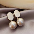 Retro Style Earrings with Beige White Pearls