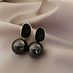 Retro Style Earrings with Black White Pearls