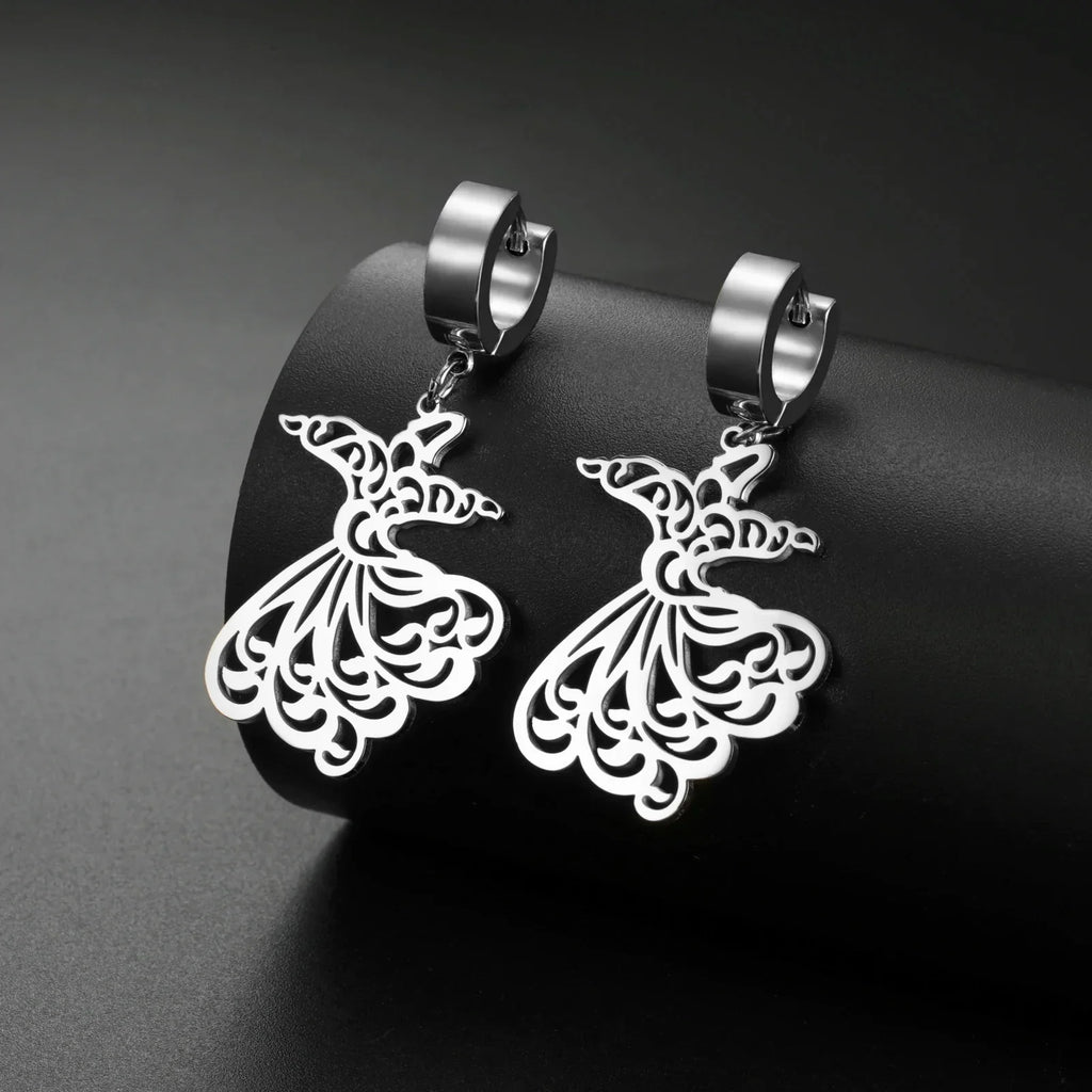 Boucles d'oreilles pendantes pour femme Ramadan arabe argent