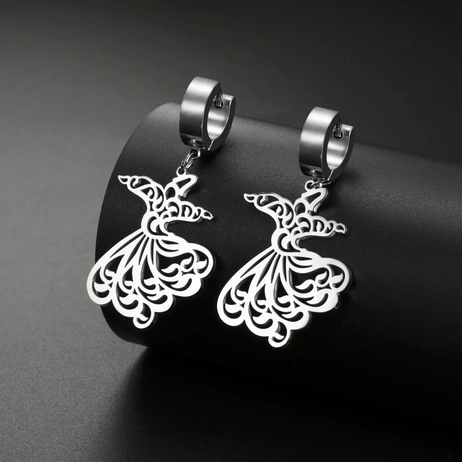 Boucles d'oreilles pendantes pour femme Ramadan arabe argent