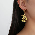 Boucles d'oreilles pendantes pour femme Ramadan arabe or