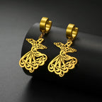 Boucles d'oreilles pendantes pour femme Ramadan arabe or