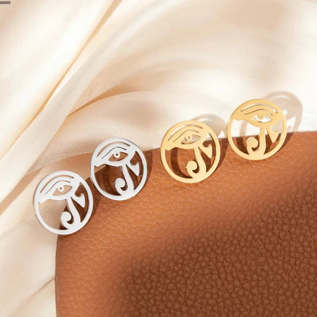 Egypt Earrings Eye of Oudjat gold silver