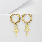 Boucles d'Oreilles Egyptiennes Croix D'Ankh Femme or