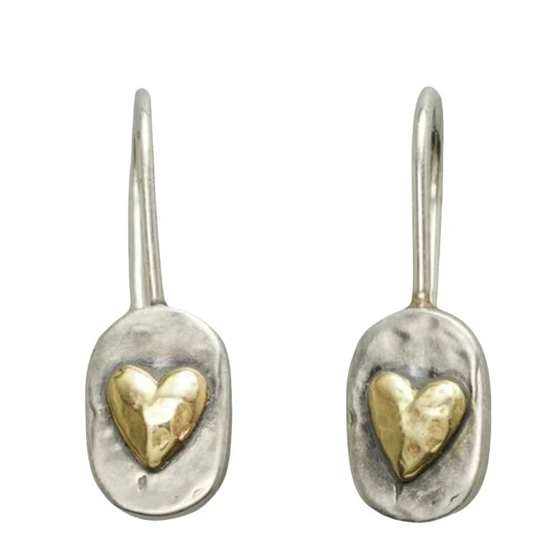 Boucles d'oreilles en cœur couleur argent et or